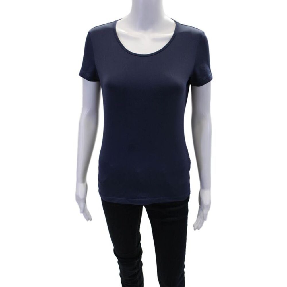 Versace Sport Womens Short Sleeves Stretch Pullover Shirt Blue Size Medium